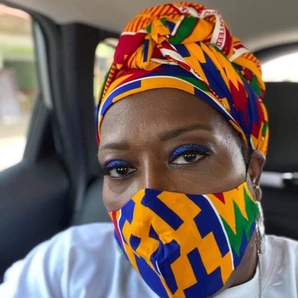 African Print Headwrap with Matching Mask